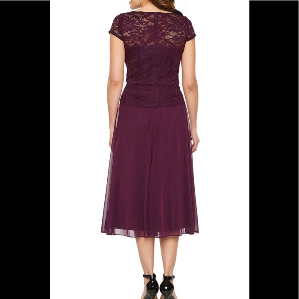 Jackie Jon Wine Lace Dress Sz 16 NWT